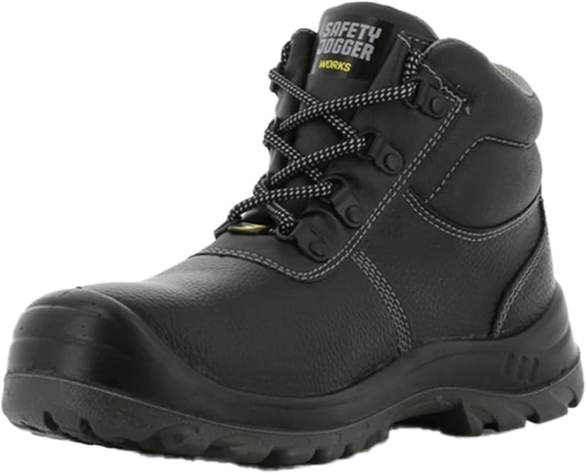 SAFETY JOGGER Safety Boot - BESTBOY - Steel Toe Cap S3/S1P Work Shoe for Men or Women, Anti Slip Puncture Resistant Steel Sole, Shock Absorbing, Water and Oil Repellant Safety Shoe, UK 9 EU 43, Black Leather - 1