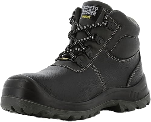 SAFETY JOGGER Safety Boot - BESTBOY - Steel Toe Cap S3/S1P Work Shoe for Men or Women, Anti Slip Puncture Resistant Steel Sole, Shock Absorbing, Water and Oil Repellant Safety Shoe, UK 9 EU 43, Black Leather