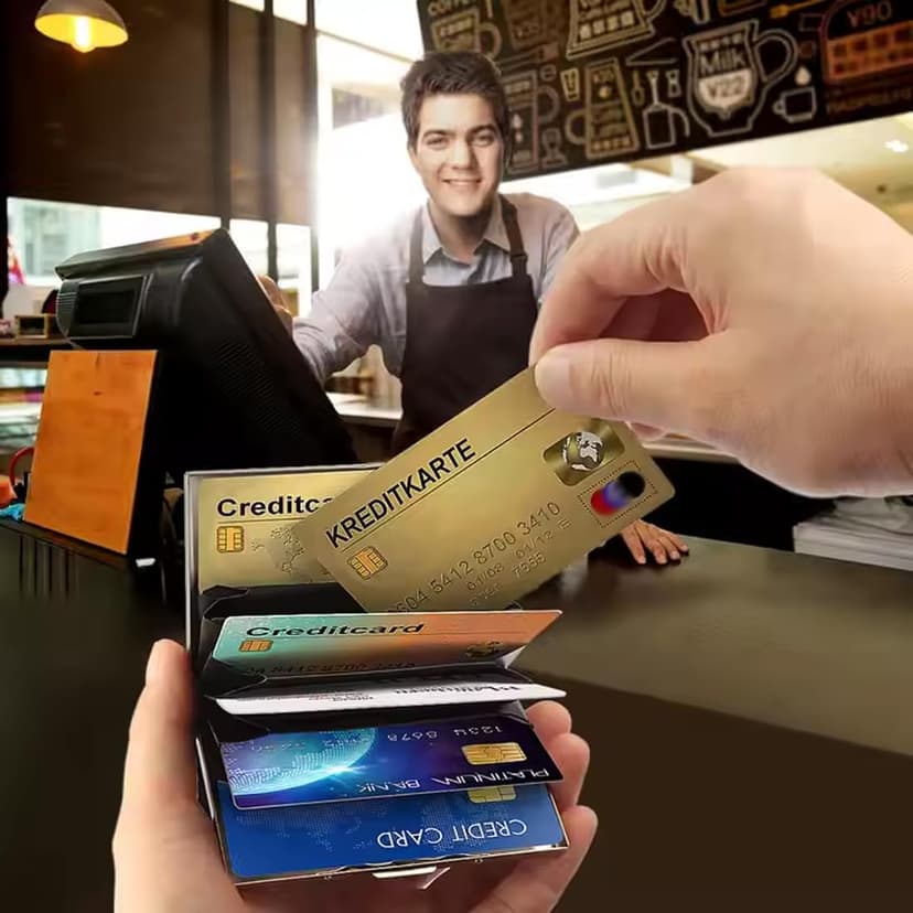 KEQAR Porte-Cartes RFID en Métal, Étui Carte Bancaire pour Femme et Homme, Porte-Cartes avec 10 Compartiments, Protection RFID & NFC, Étui Métallique pour Cartes et Visites - 7