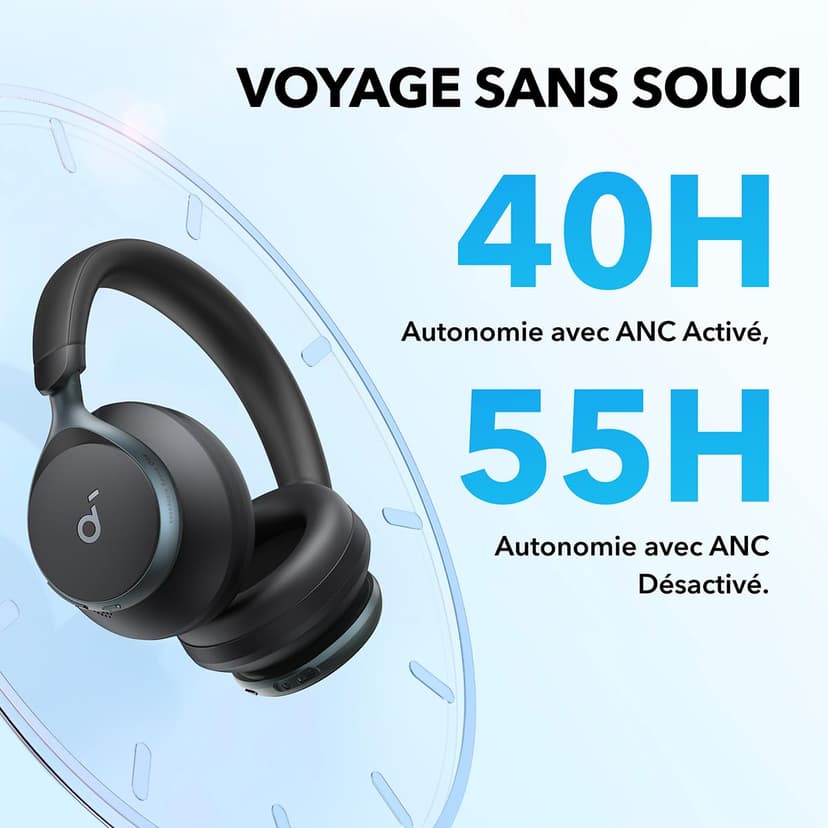 Soundcore Space One Casque Bluetooth sans Fil avec Réduction de Bruit Active Adaptative by Anker, Réduction des Voix Humaine 2X Plus Efficace, ANC 46H, Contrôle app, LDAC Hi-Res Audio, Confort - 5