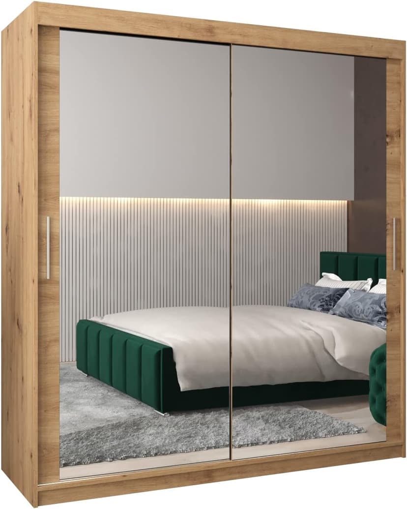 ABIKSMEBLE Armoire Tokyo 3 Avec Porte Coulissante Miroir - Dressing Adulte - Penderie Vêtement - Garde Robe - Placard - Closet - 1