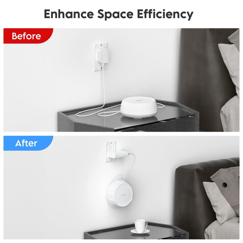 XLTTYWL Deco WiFi 7 Wall Mount Kit, Deco BE23/BE25/BE3600/BE5000 Router Mount Bracket Optimize Space&Cable Management for TP Decos 7 Dual-Band WiFi 7 Mesh Wi-Fi System (White, 2 Pack) - 3