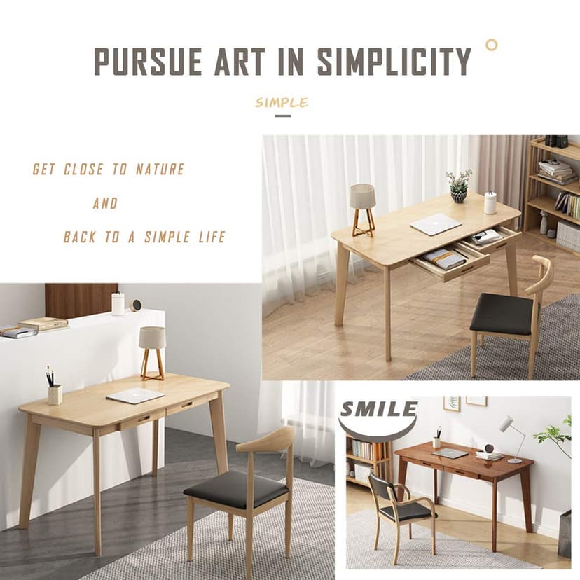 IOTXY Wooden Small Desk with Drawers - Home Office Computer Desk, Walnut, 80 cm - 5