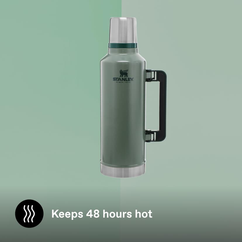 Stanley 1913 Classic Legendary Thermal Flask 2.3L - Keeps Hot Or Cold for 48 Hours - BPA-Free Insulated Bottle - Stainless Steel Coffee Flask - Leakproof - Dishwasher Safe - Green - 4