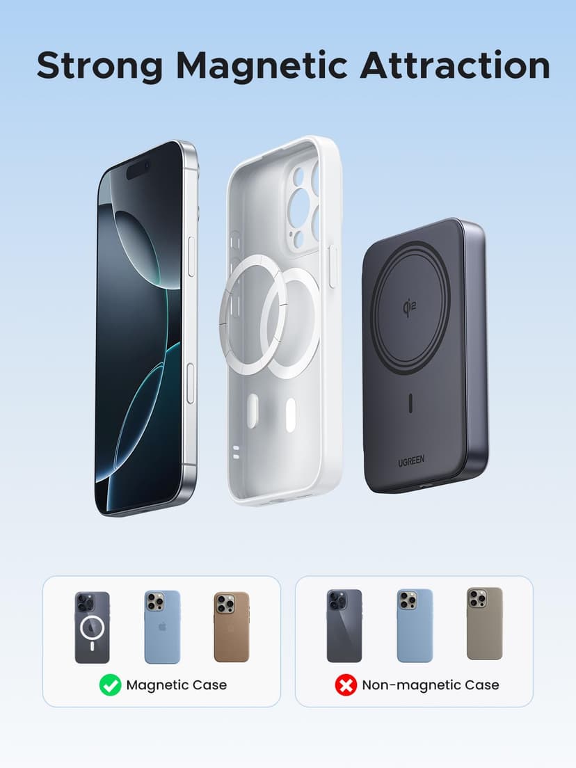 UGREEN Nexode Wireless Power Bank Fast Charging 10000mAh Qi2 Certified 15W Magnetic Mobile Phone Portable Charger PD 20W USB C Battery Pack MagSafe Compatible with iPhone 17-12 Series - 6