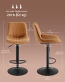 VASAGLE Bar Stools Set of 2, Adjustable Bar Chairs with Backs, 360° Swivel, Metal Footrest, Barstools, for Kitchen Dining Reception, PU Leather, Ink Black LJB181BH02 - 3