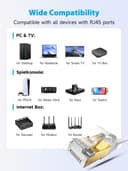 VOIETOLT CAT8 Câble Ethernet 50M, 40Gbps/2000Mhz Haut Débit Gigabit RJ45 LAN Câble Réseau Internet, Cat-8 Plat Câble PatchBlindé Robuste pour PS4/5 Ordinateur Modem PC TV. (Blanc) - 7