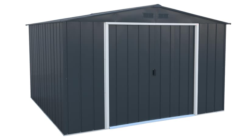 Duramax ECO 10 x 10 (9.16 m²) Abri de Jardin en Métal Galvanisé à Chaud, Abri de Stockage d'Outils, Structure de Toit Renforcée, Abri en Métal Sans Entretien, Anthracite - 1