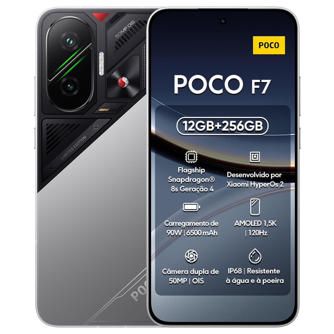 POCO F7 Smartphone, 12GB+256GB, White, Flagship Snapdragon® 8s Gen 4, 6500mAh Battery, 50MP Sony Camera with OIS, 6.83" 1.5K 120Hz AMOLED Display (No Power Adapter Included)