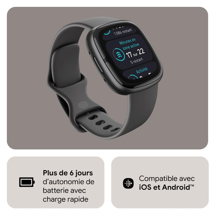 Google Fitbit Sense 2 Smartwatch per fitness e benessere con GPS integrato, fino a 6 giorni di autonomia e compatibile con Compatible with iOS 15 & Android OS 9.0 - 2