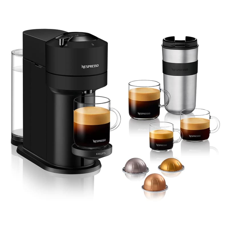 Nespresso Krups VERTUO Next XN910N Pod Coffee Maker, Krups Espresso Machine, Coffee Various Sizes, 5 Cup Sizes, Centrifusion Technology, 30s Heating, WiFi, Bluetooth, Matte Black - 1