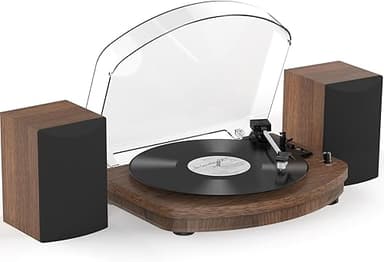 Vinyl Turntable with Two Stereo Speakers, Belt Drive, Wir…