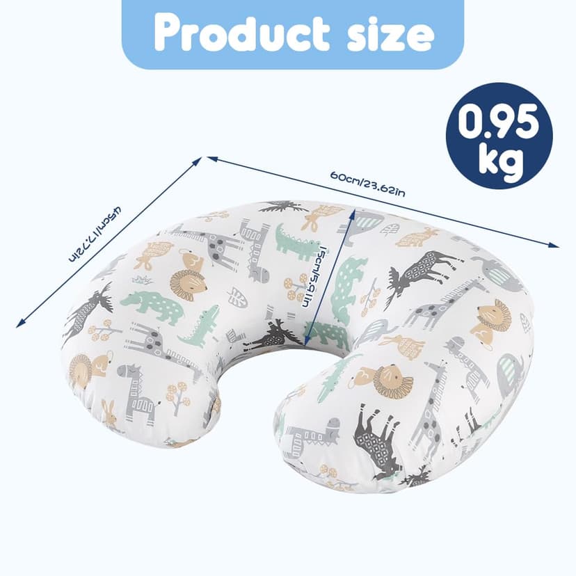 KBIBCK Nursing Pillow, Nursing Pillow Cover Made of 100% Cotton, Ergonomic Nursing Pillow, Small, Small Nursing Pillow (Cute Animals) - 2