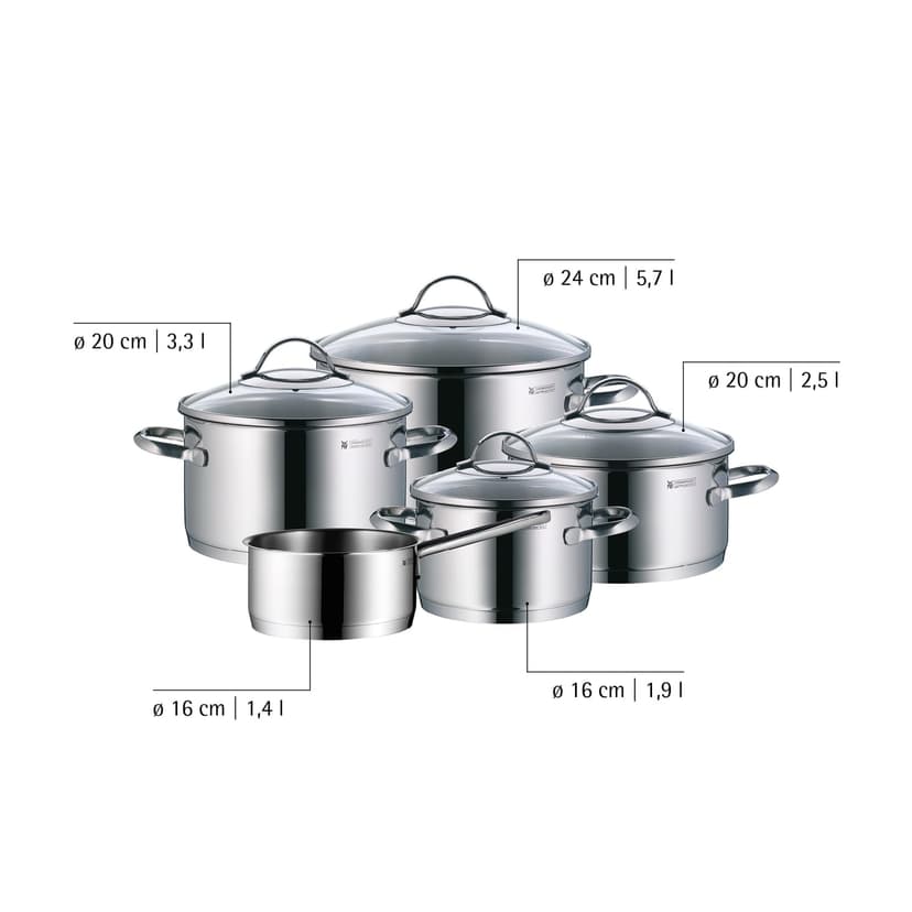 WMF Provence Plus Cromargan Pot Set, Silver, 5-Piece - 9