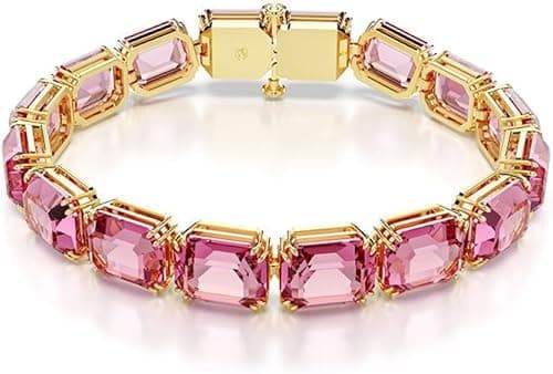 Swarovski Millenia bracelet, Octagon cut, Pink, Gold-tone plated