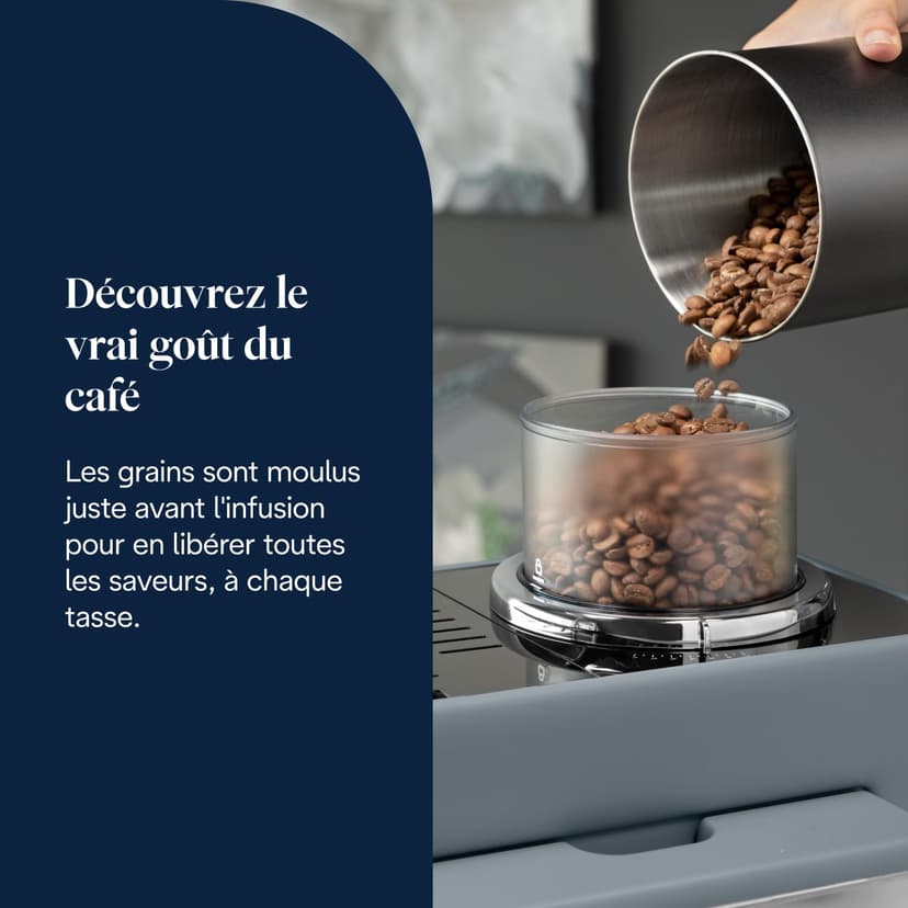 Delonghi Rivelia EXAM440.55.G, Fully Automatic Coffee Machine with LatteCrema Hot, Automatic Milk Frother, Compact Size Bean to Cup Coffee Machine, 16 Recipes, Full Touch Colored Display, Pebble Grey - 4