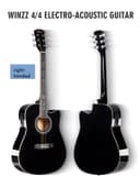 Winzz 4/4 Electro-Acoustic Guitar, Western Guitar Set for Adults and Beginners, Acoustic Guitar 41 Inch with 4-Band Equaliser (Dreadnought, Glossy, Black) - 3