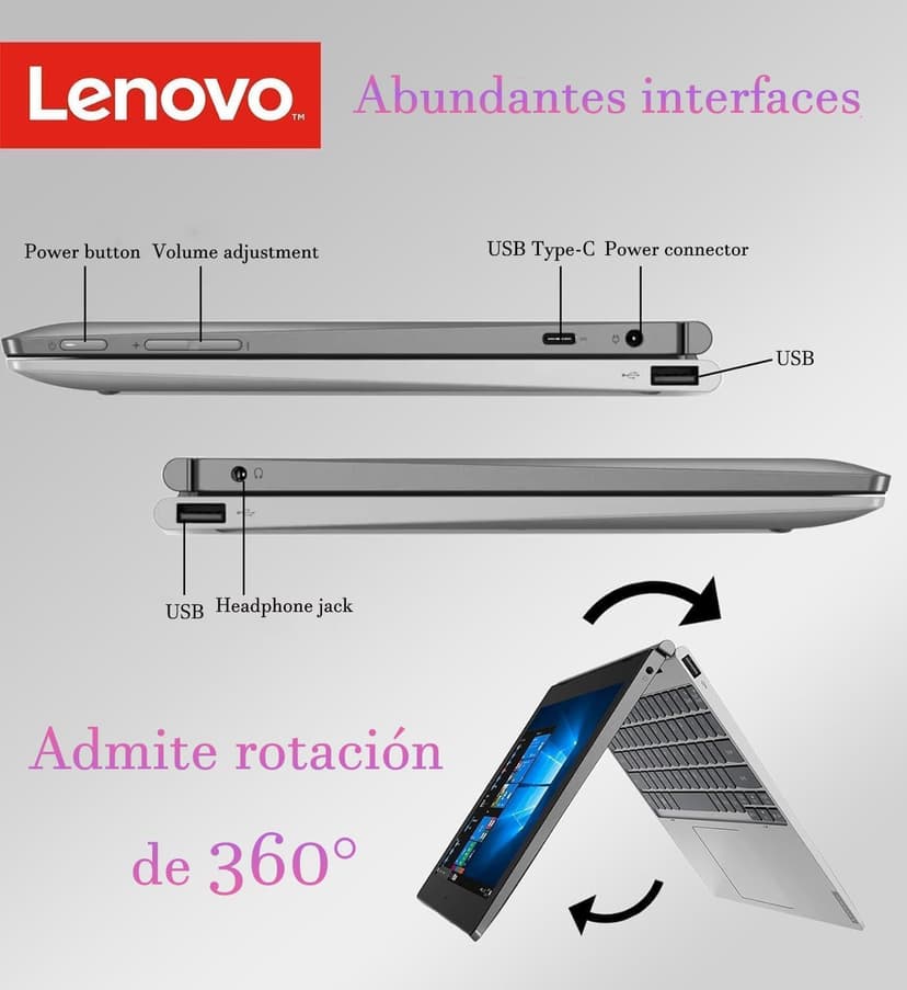 Lenovo IdeaPad D330-10IGM 2-in-1 Laptop with Touch Screen and Keyboard, Intel Celeron N4000, 64GB SSD, 4GB RAM, PC 10.1" Tablet, Windows 11 Pro (Renovated) - 3
