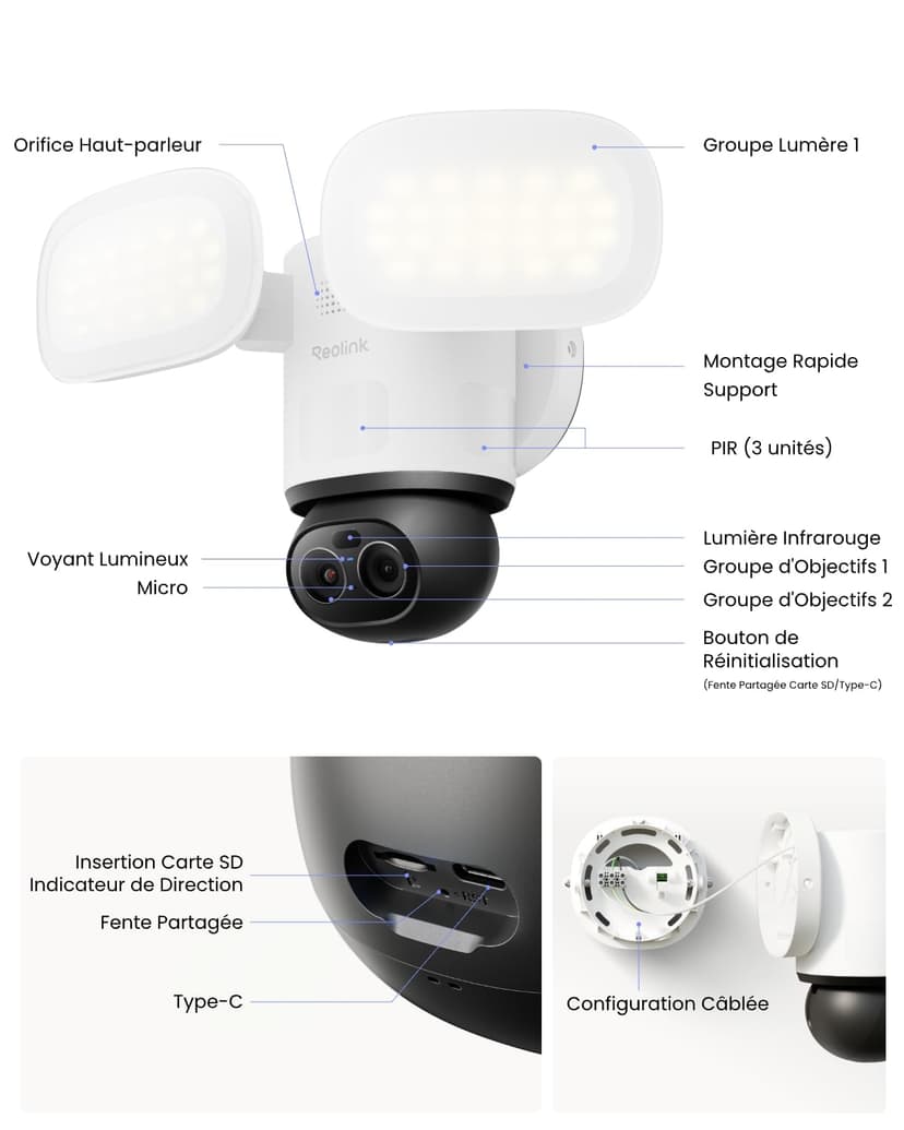 Reolink Camera Surveillance WiFi Exterieure, 4K Double Objectif, PTZ 360°, Zoom x6, Projecteur 3000 Lumens, Wi-FI 6, Détection Intelligente, Recherche Vidéo IA Locale, TrackFlex Floodlight WiFi - 9