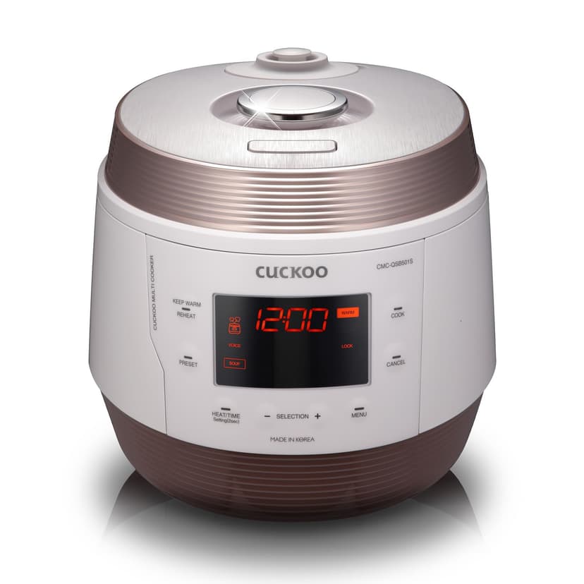 CUCKOO CMC-QSB501S Pressure Cooker, 304(18/10) Stainless Steel with Xwall Coated Inner Pot, Gold/White - 1