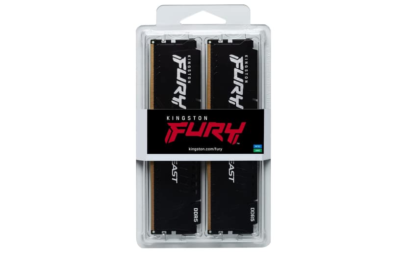 Kingston FURY Beast Noir DDR5 32Go (2x16Go) 6000MT/s CL30 DIMM Mémoire pour PC de Gamer Kit de 2 AMD EXPO et Intel XMP - KF560C30BBEK2-32 - 5