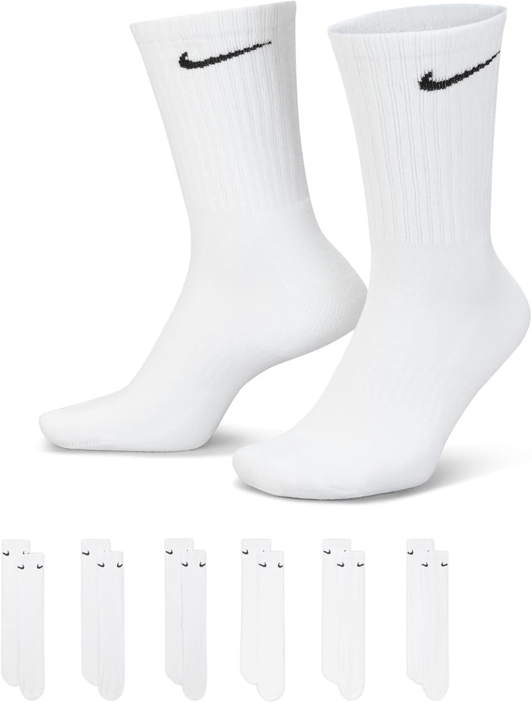 NIKE Men's U Nk Everyday Cush Crew 6pr-bd Socks
