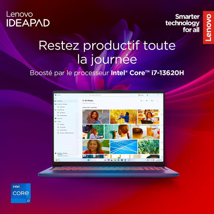 Lenovo IdeaPad Slim 5 14IRH10 - Ordinateur Portable 14'' OLED WUXGA (Intel Core i7-13620H, RAM 16Go, SSD 512Go, Intel UHD Graphique, Windows 11 Home) Clavier AZERTY, Écouteurs et Souris Inclus - Gris - 2