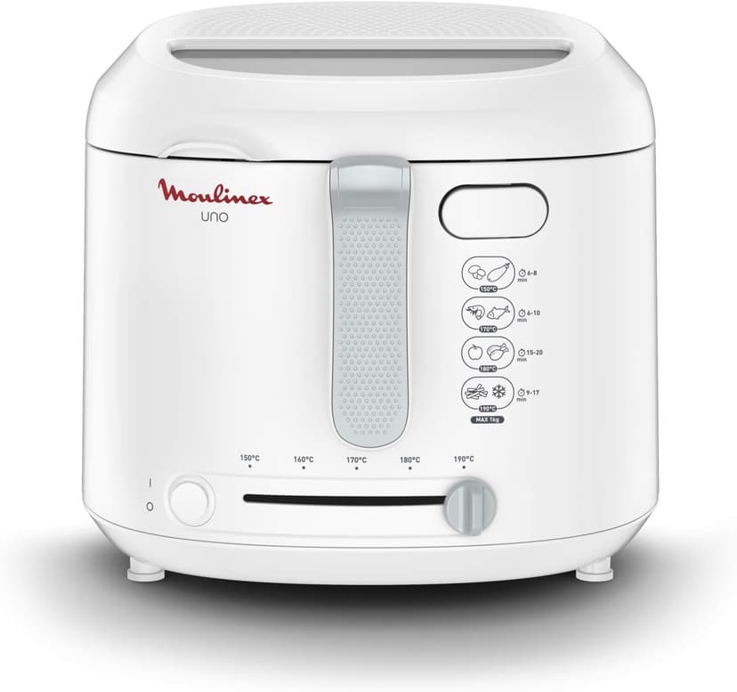 Moulinex Electric Deep Fryer, 1 kg Capacity, 4 Persons, Compact Deep Fryer, Easy Storage, Drip Position to Reduce Oil Quantity, Control Port, White, AF203110 - 1