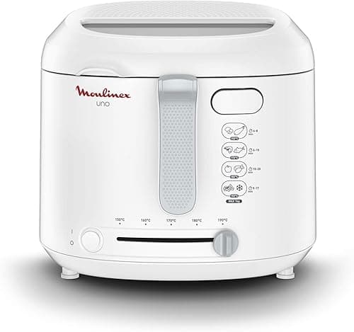 Moulinex Electric Deep Fryer, 1 kg Capacity, 4 Persons, Compact Deep Fryer, Easy Storage, Drip Position to Reduce Oil Quantity, Control Port, White, AF203110