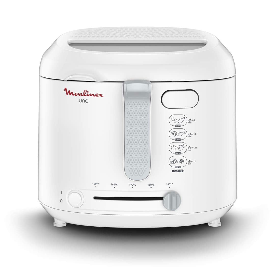 Moulinex Electric Deep Fryer, 1 kg Capacity, 4 Persons, Compact Deep Fryer, Easy Storage, Drip Position to Reduce Oil Quantity, Control Port, White, AF203110