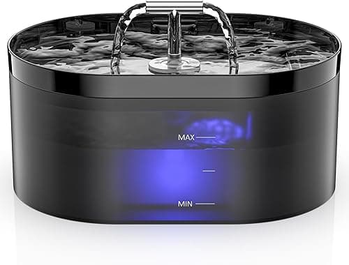 Nenozi Cat Water Fountain for Drinking, 2.2L Automatic Dog Drinking Fountain with Super Silent Pump and Activated Carbon Filter Fountain Water Bowl for Pets （Black） (Grey, 2L)