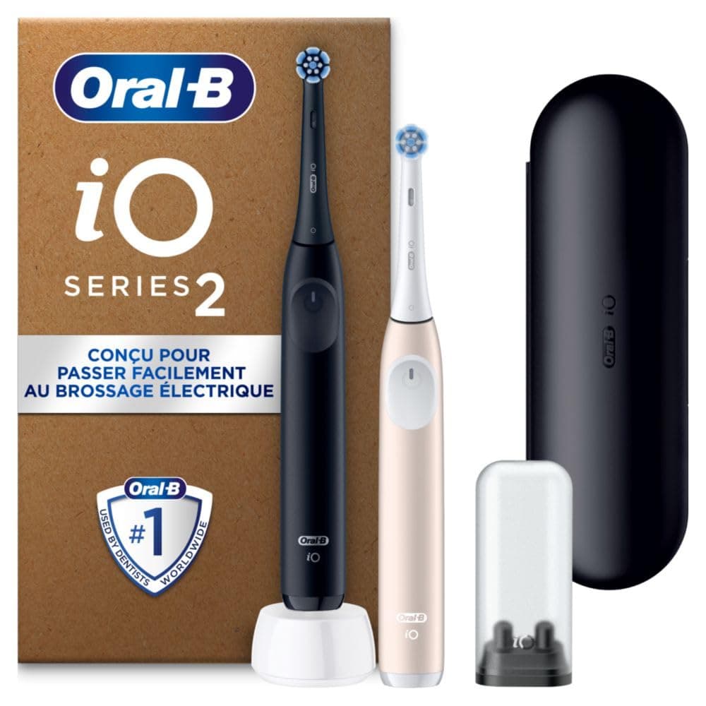 Oral-B iO Series 2 Electric Toothbrush Duo Pack, Night Black/Calm Pink