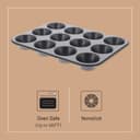De Buyer - Plaque de 12 muffins en acier antiadhésif - 34 cm x 26 cm x 3 cm -, Noir - 3