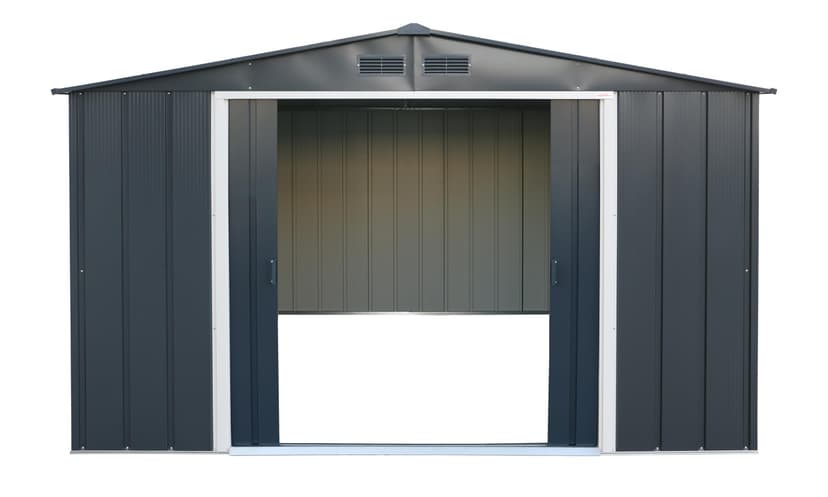 Duramax ECO 10 x 10 (9.74 m2) Metal Garden Storage Shed, Hot-Dipped Galvanized Metal Garden Shed, Tool Storage Shed, Strong Reinforced Roof Structure, Maintenance-Free Metal Shed, Anthracite - 9