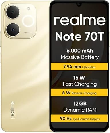 realme Note 70T Smartphone 4+128 GB, Batterie da 6.000 mA…