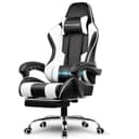 GTPLAYER Gaming Chair, Massage Computer Chairs with Footrest, Headrest and Lumbar Support Height Adjustable Ergonomic 360°-Swivel PC Chair White - 4