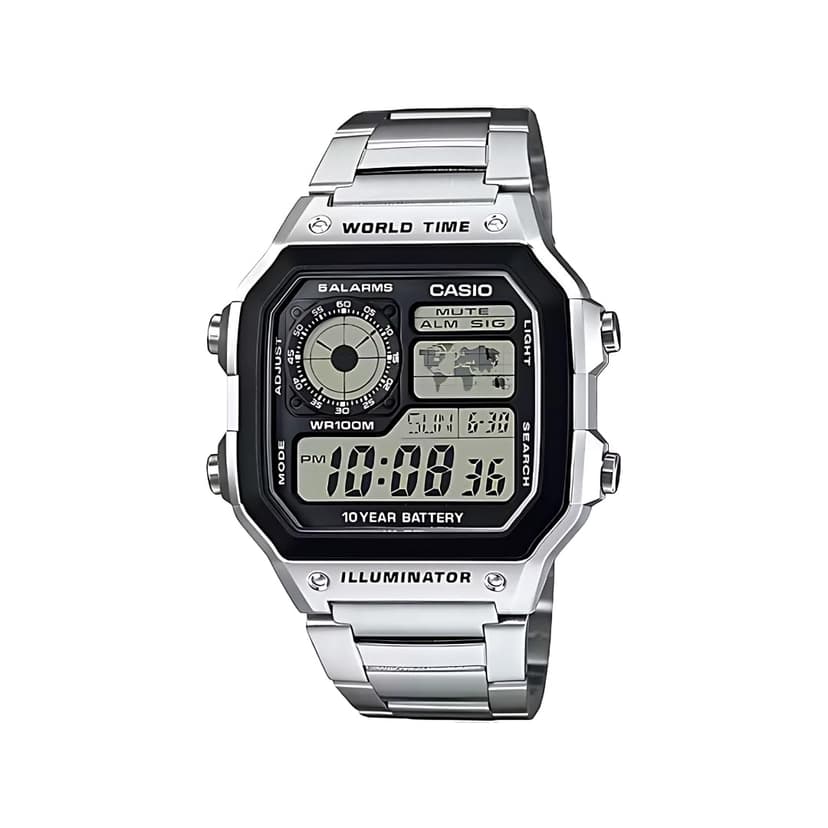 Casio - AE-1200WHD-1A - Sports - Montre Homme - Quartz Digital - Cadran LCD - Bracelet Acier Gris - 1