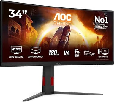 AOC CU34G4 34 inch UW-QHD Gaming Monitor Curved, 180Hz, F…