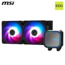 MSI MAG CORELIQUID A13 240 AIO CPU Liquid Cooler - Full CPU Coverage, Improved Water Channel Design, Minimalism Meets Illumination, CycloBlade 7, Split-Flow Radiator, Rifle Bearing Fans - 2