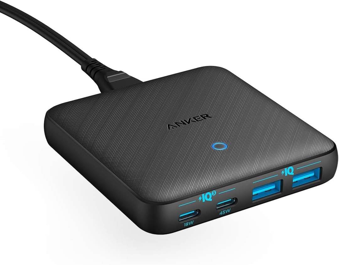 Anker PowerPort Atom III Slim - Caricatore da muro con porte USB-C (45 W max.), 63 W, 4 porte PIQ 3.0 e GAN, per laptop USB C, iPad Pro, iPhone, Galaxy, Pixel