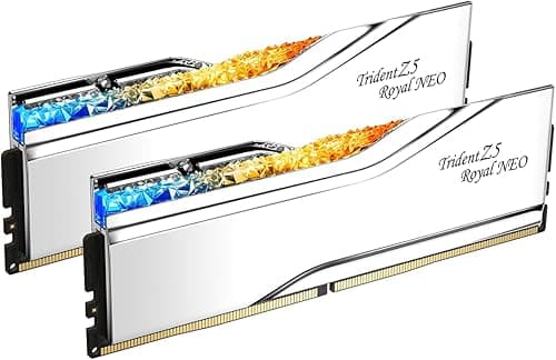 G.SKILL Trident Z5 Royal Neo Series (AMD Expo) DDR5 RAM 32 Go (2 x 16 Go) 6000 MT/s CL28-36-36-96 1,40 V Mémoire UDIMM pour ordinateur de bureau – Argent (F5-6000J2836G16GX2-TR5NS)