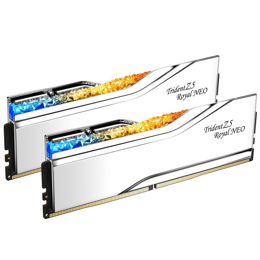 G.SKILL Trident Z5 Royal Neo Series (AMD Expo) DDR5 RAM 32 Go (2 x 16 Go) 6000 MT/s CL28-36-36-96 1,40 V Mémoire UDIMM pour ordinateur de bureau – Argent (F5-6000J2836G16GX2-TR5NS) - 1