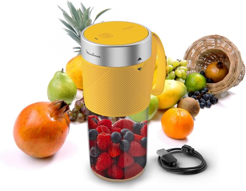 Moulinex Lightmix Portable Blender, 300 ml, Powerful, Refillable, Yellow Nest LM1C0210 - 1