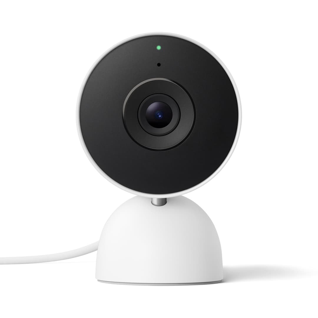 Google Nest Cam Intérieur (Filaire, 3e génération) - Caméra de sécurité intérieure avec vidéo 2K - Fonctionne avec Google Home - Neige
