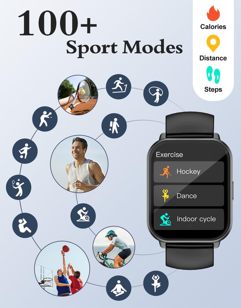 RUIMEN Smart Watch Answer Dial Call,Smart Watches for Women Men 1.85"HD Screen Fitness watch with SpO2 Heart Rate Sleep Monitor Step Counter Waterproof 100+ Sports Mode for Android iOS (2 Bands) - 3