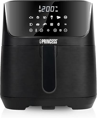 Princess Friteuse à Air Digitale 6,5 L avec Séparateur Amovible, 12 Programmes, Écran Tactile, Jusqu’à 60% d’Économie d’Énergie, Sans Huile, pour 1,5 kg Frites, Noire, 182061