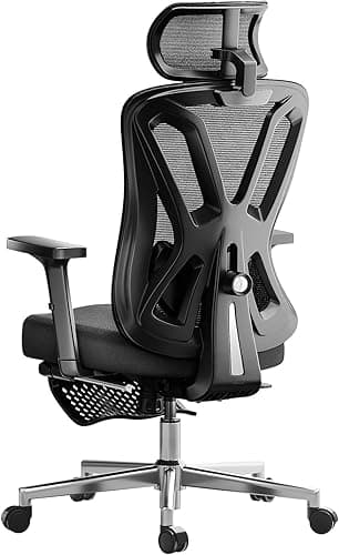 Hbada P5 Chaise de Bureau Ergonomique Fauteuil de Bureau - Soutien Lombaire 2D Réglable, Appui-Tête et Accoudoirs Réglables, Inclinaison 135°, Noir avec Repose-Pieds