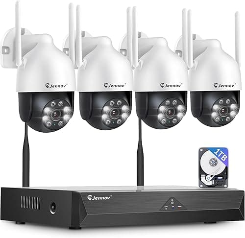 Jennov 【5MP+360°PTZ】 Kit Caméra de Surveillance WiFi Exté…