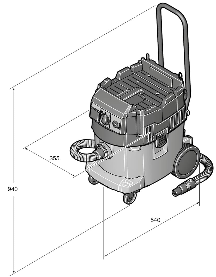 FEIN Dustex 35 LX AC Powerful Wet/Dry Vacuum Cleaner Dust Class L with Fully Automatic Filter Cleaning for Attaching Various Case Systems Including Extensive Accessories - 5