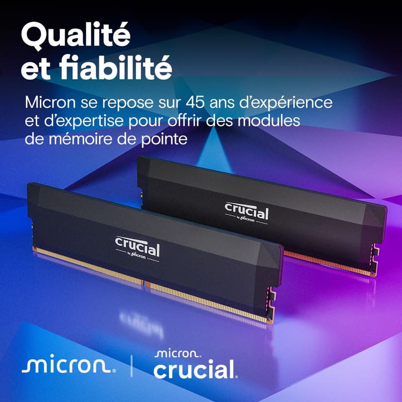 Crucial Pro DDR5 RAM 32GB Kit (2x16GB) 6000MHz CL36, Overclocking Gaming, Intel XMP 3.0 / AMD EXPO, Computer Memory (PC), Black - CP2K16G60C36U5B - 6